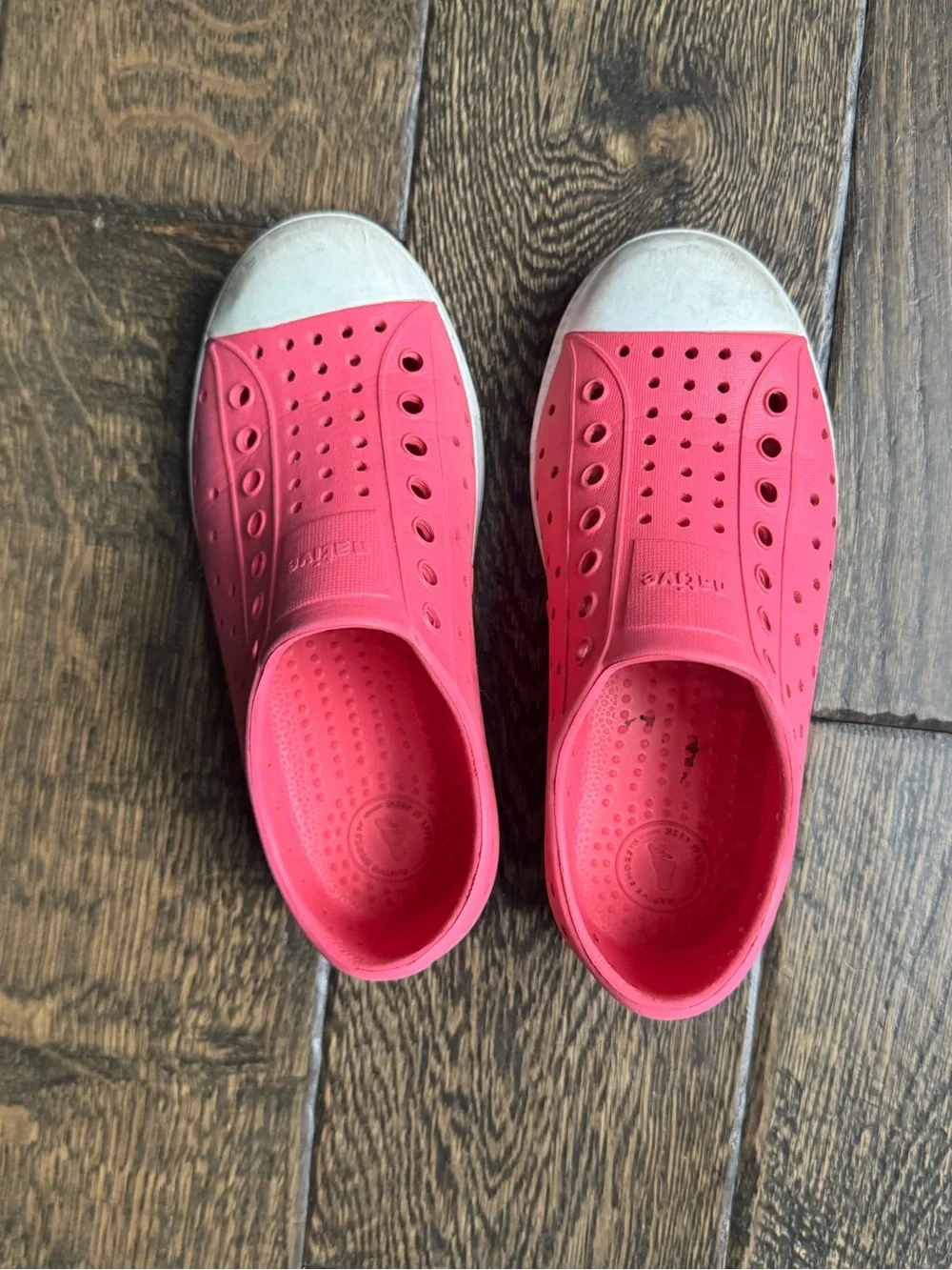 Native Kids Slip-On Water Shoes in Bright Pink with White Toe